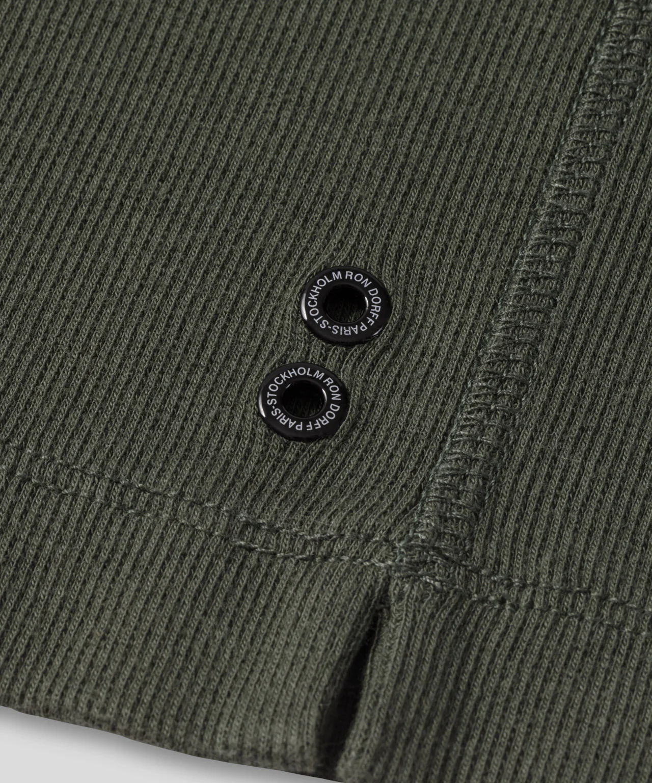 Army Ribbed Henley T-Shirt: Military Green - Image 5