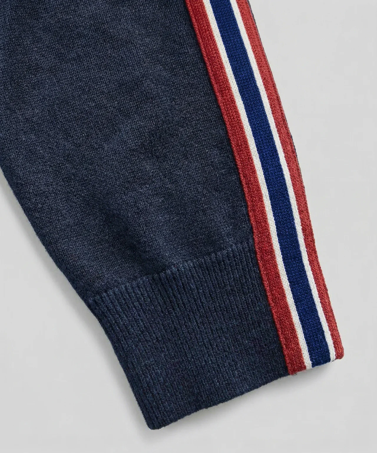 Cotton-Cashmere Sweater w. Stripes: Navy - Image 4