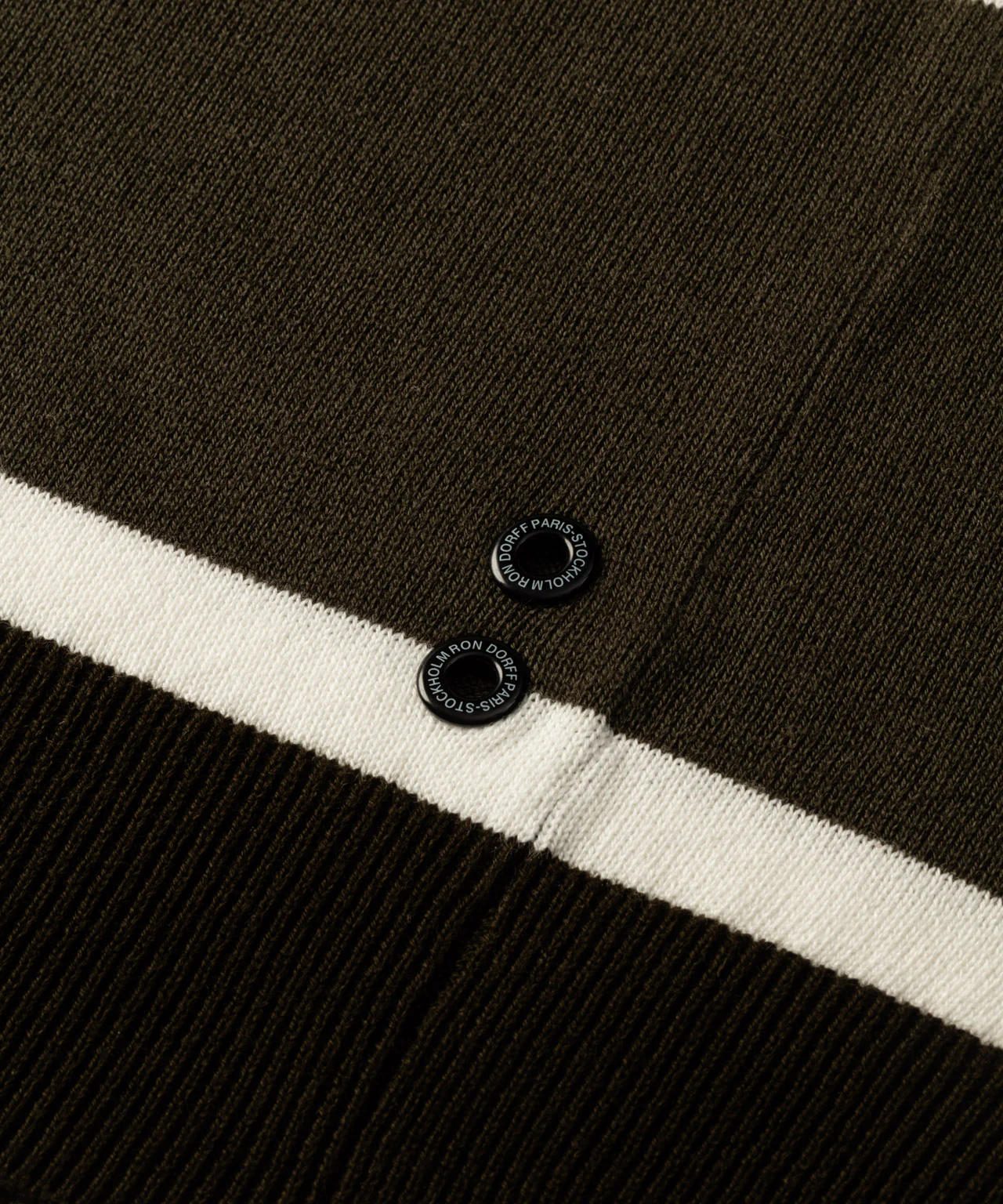 Cotton Panelled Sweater: Dark Khaki - Image 5