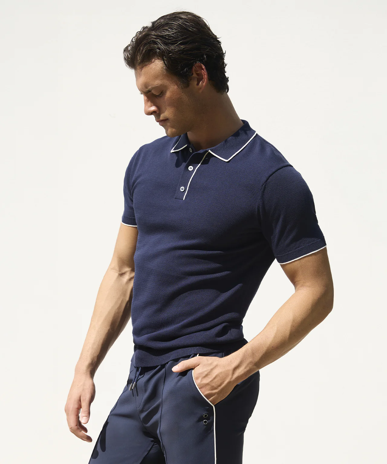 Cotton-Silk Polo: Navy - Image 6