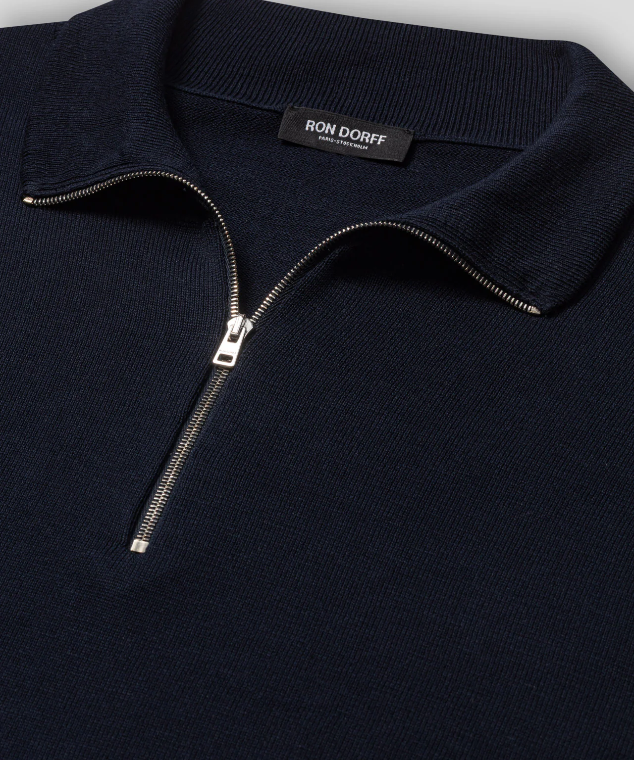 Cotton-Silk RD Polo Long Sleeve: Navy - Image 4