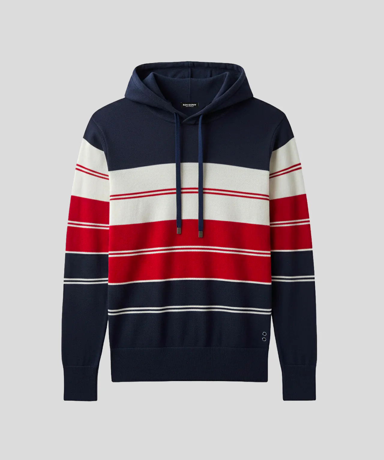 Cotton Hoodie w. Stripes: Navy - Image 3