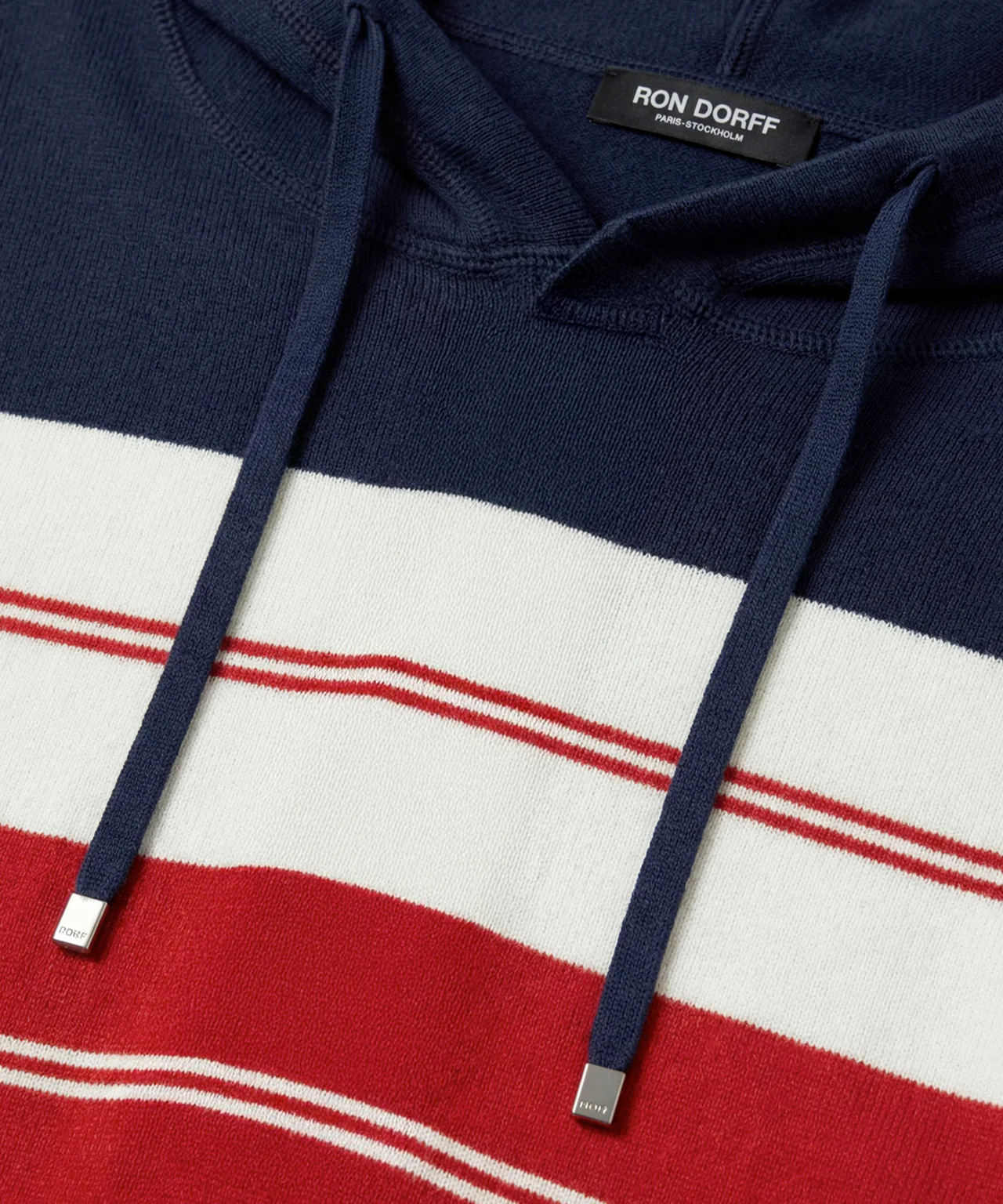 Cotton Hoodie w. Stripes: Navy - Image 4