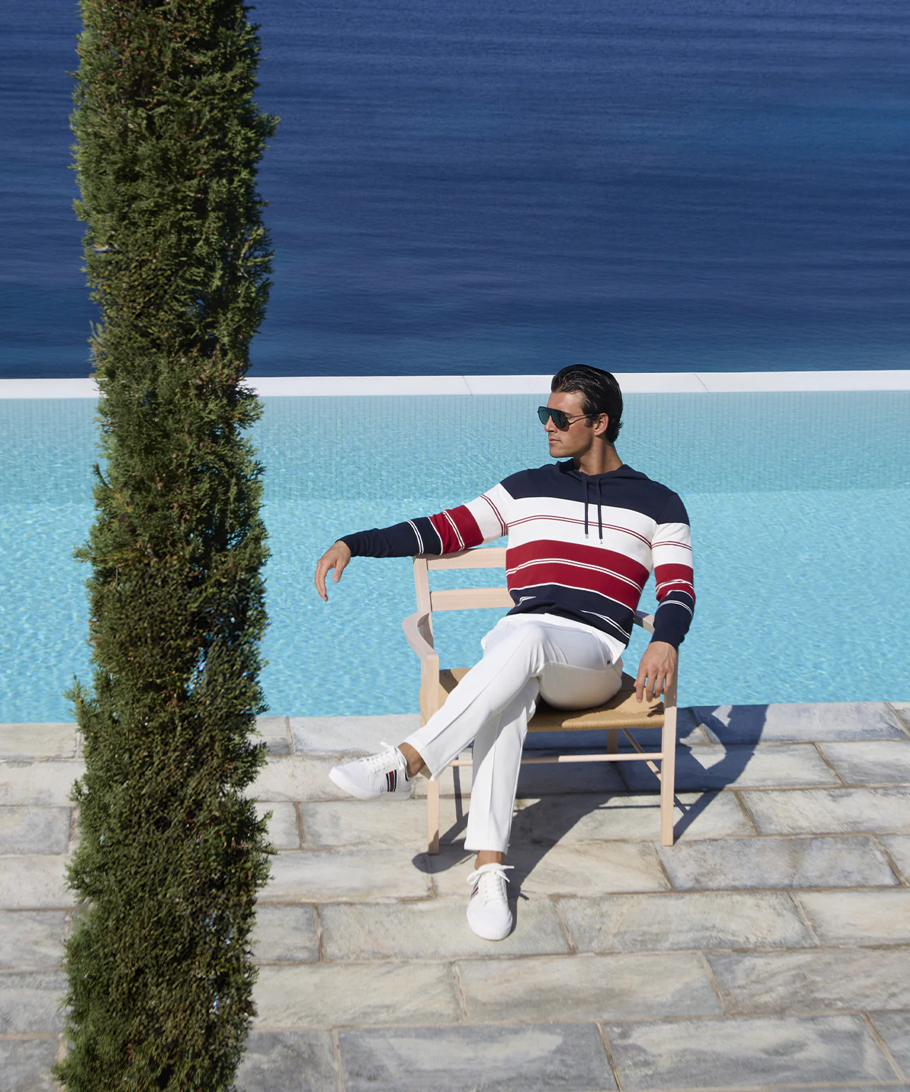 Cotton Hoodie w. Stripes: Navy - Image 6
