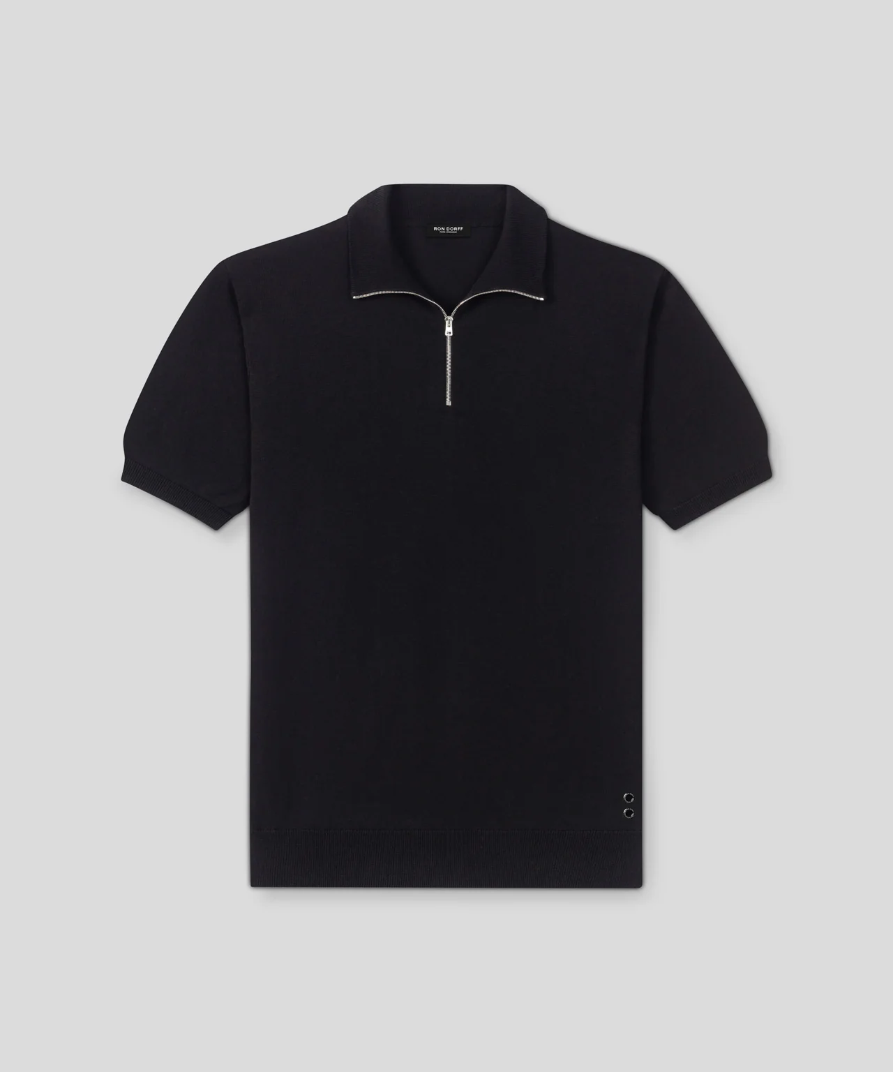 Cotton-Silk RD Polo: Black - Image 3