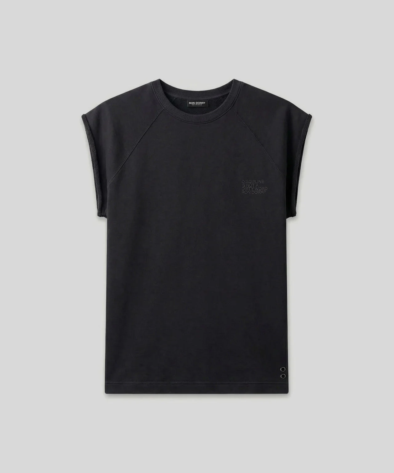 Organic Cotton Sleeveless Sweatshirt "DISCIPLINE": Black - Image 3