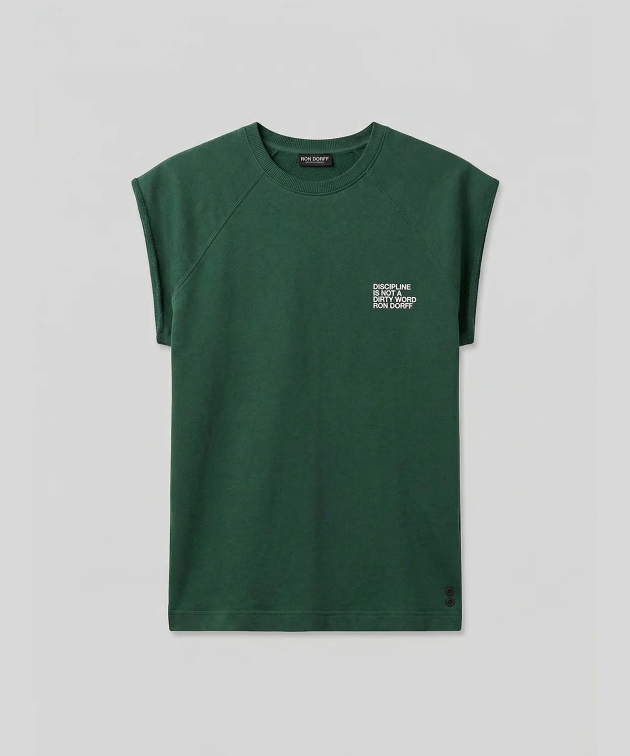 Organic Cotton Sleeveless Sweatshirt "DISCIPLINE": Court Green - Image 3
