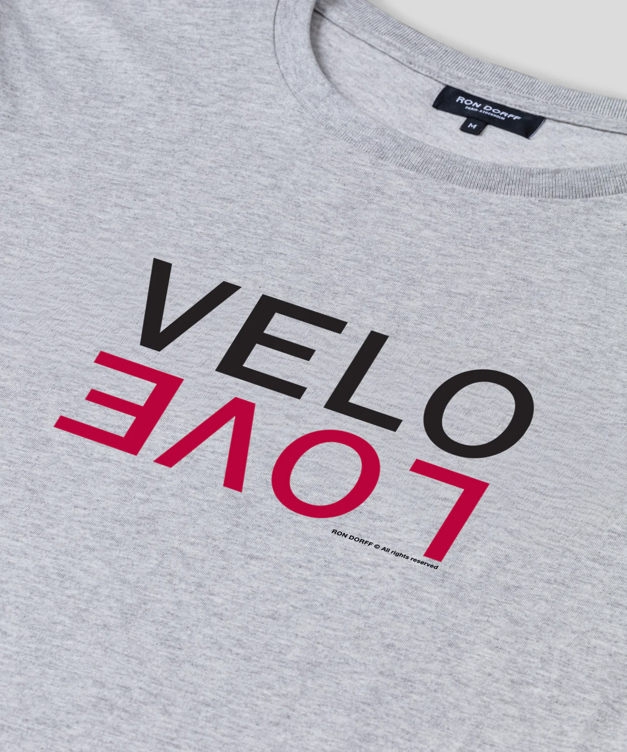 Organic Cotton T-Shirt "VELO LOVE": Grey Melange - Image 4