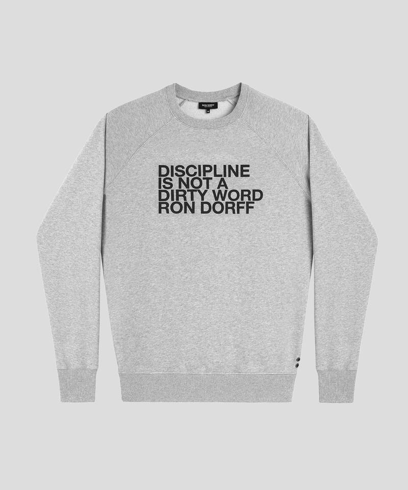 Organic Cotton Sweatshirt "DISCIPLINE": Grey Melange - Image 3