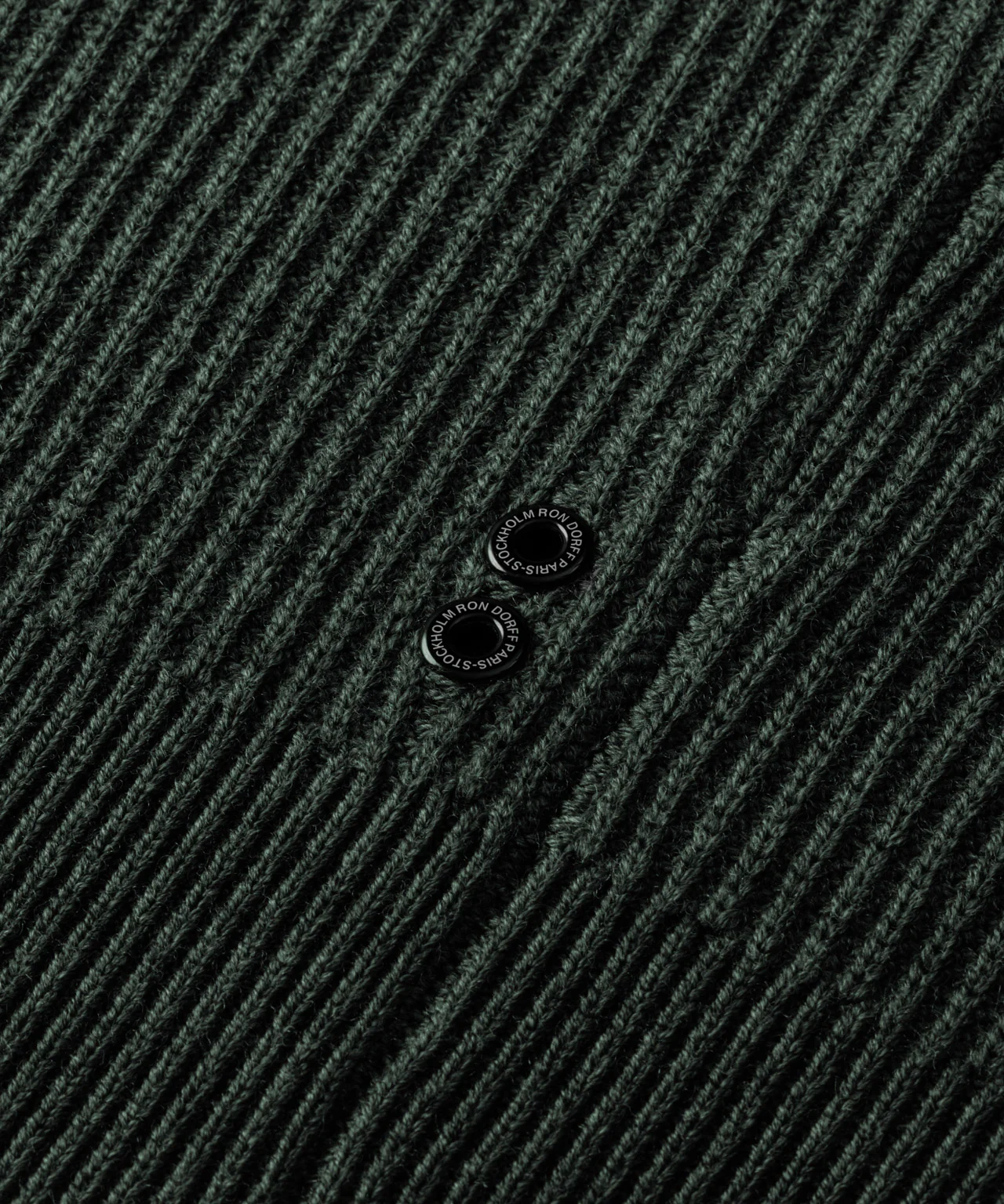 Ribbed Wool Half Zip Sweater: Dark Khaki - Image 6