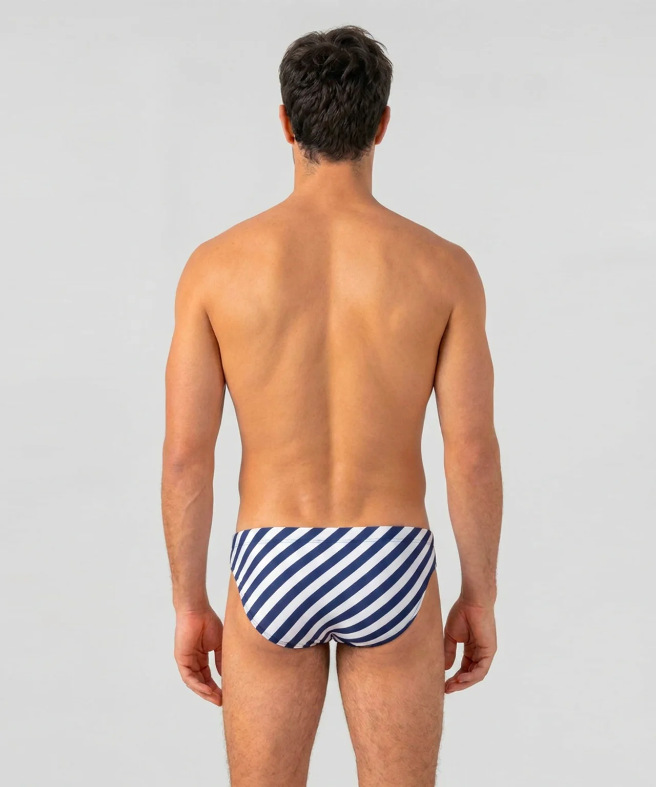 Slim Swim Briefs w. Stripes: Navy/White - Image 3