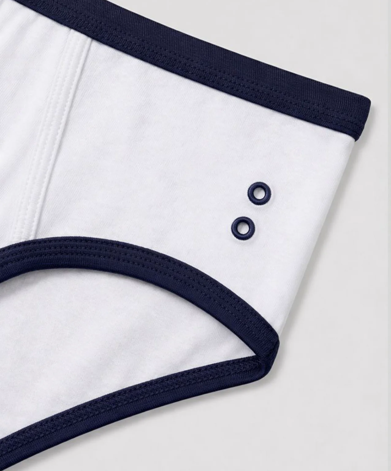 Sports Y-Front Briefs: White/Navy - Image 5