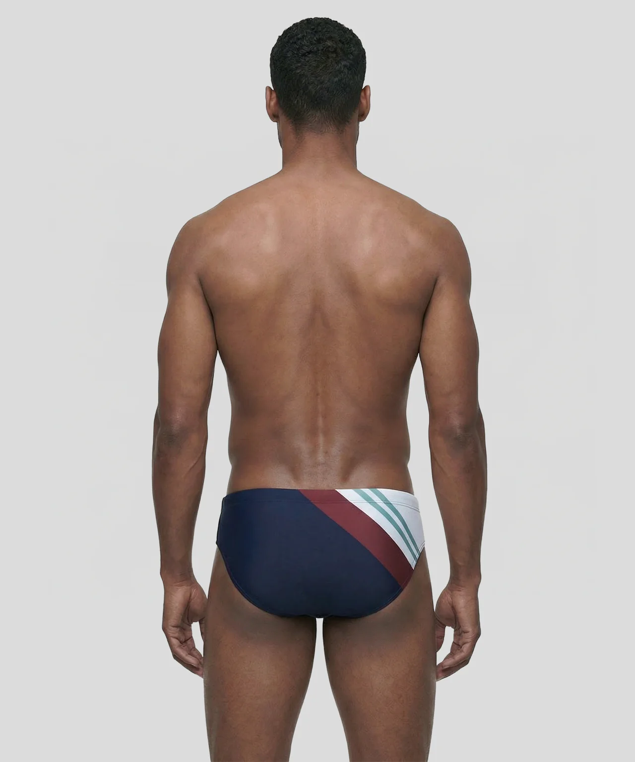 Swim Briefs w. Diagonal Irregular Stripes: Navy - Image 3