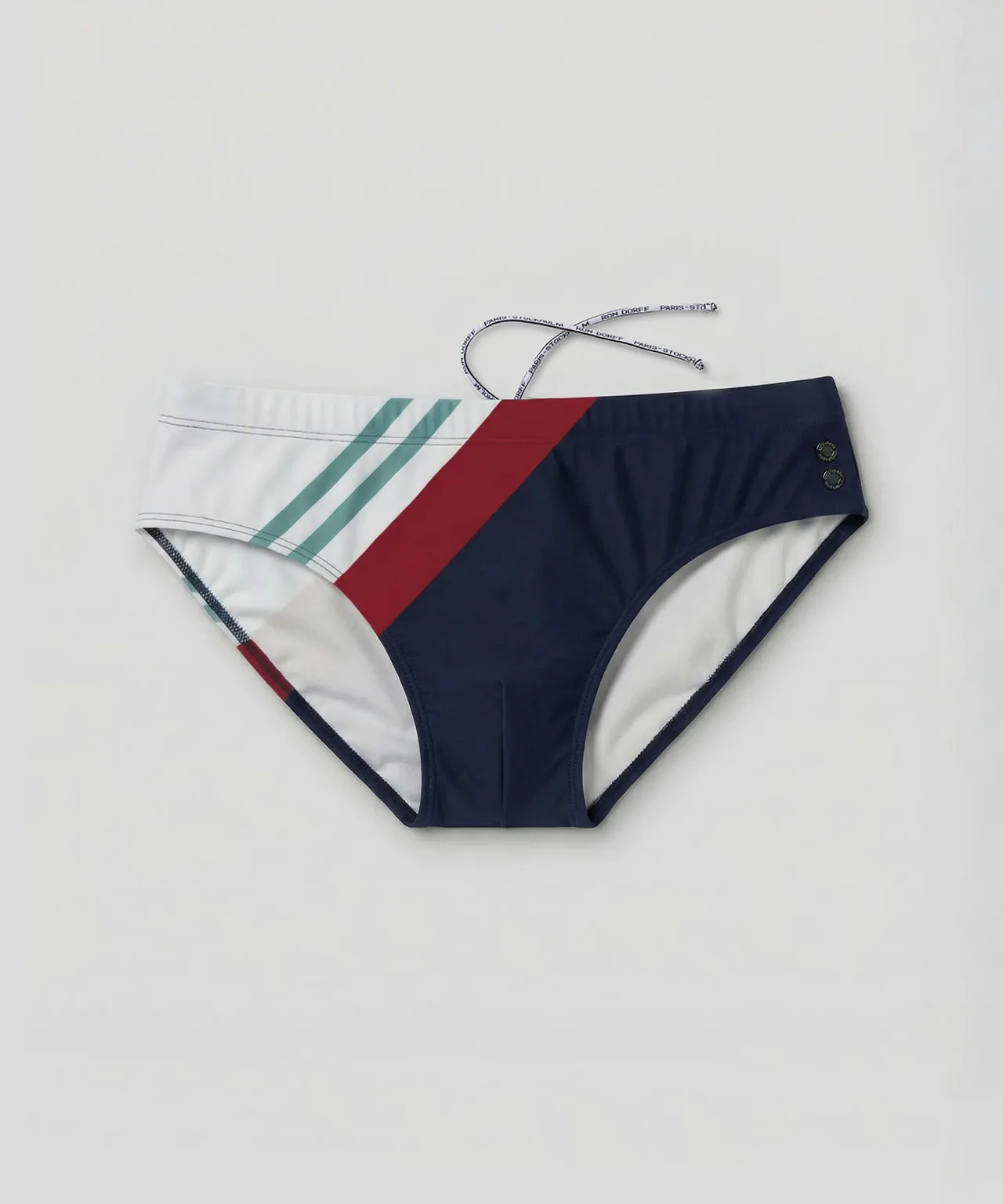 Swim Briefs w. Diagonal Irregular Stripes: Navy - Image 4