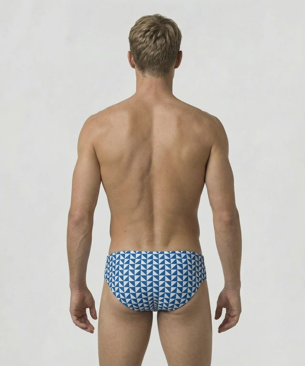Swim Briefs w. Geometric Pattern: Bleu - Image 3