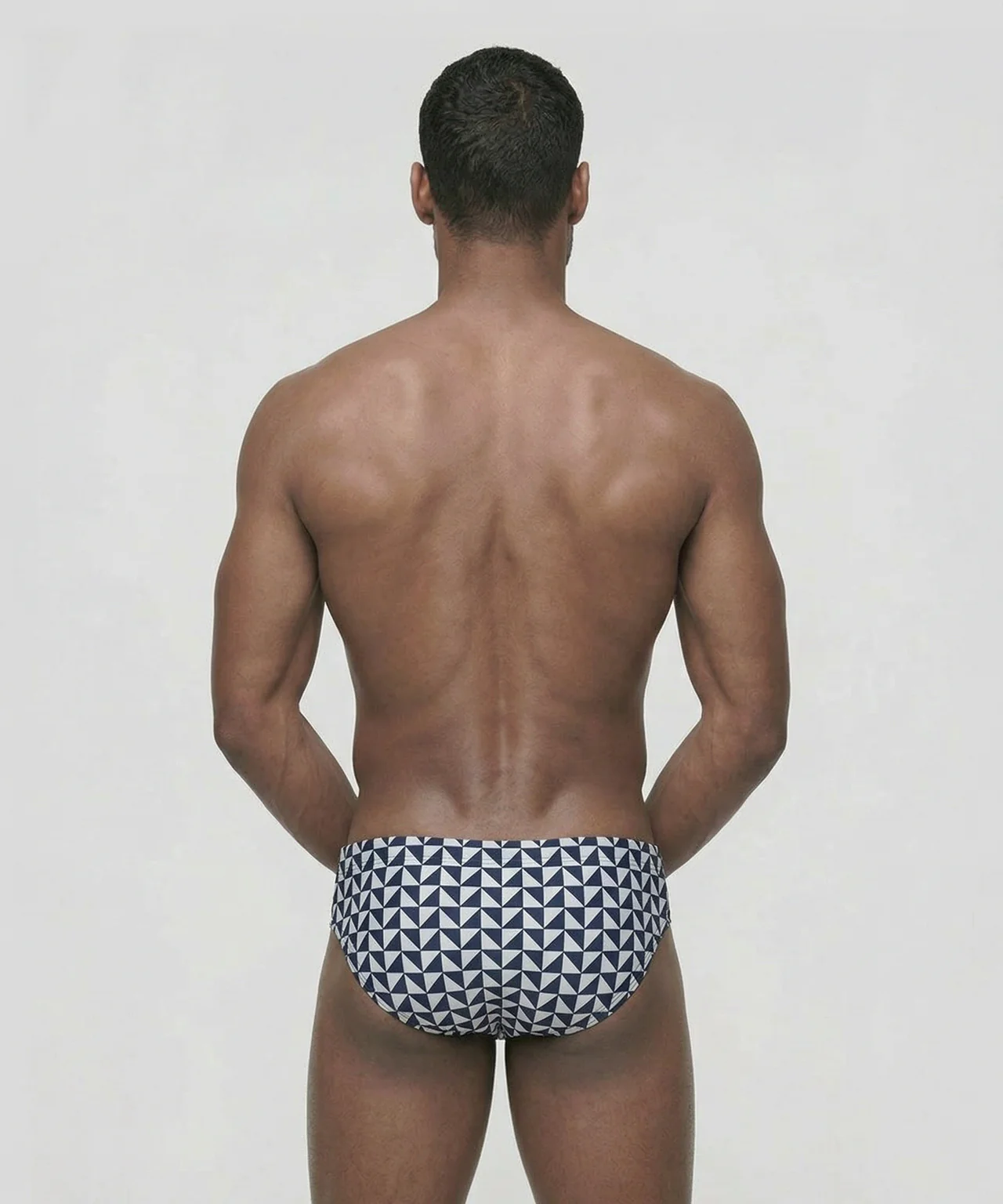 Swim Briefs w. Geometric Pattern: Navy - Image 3