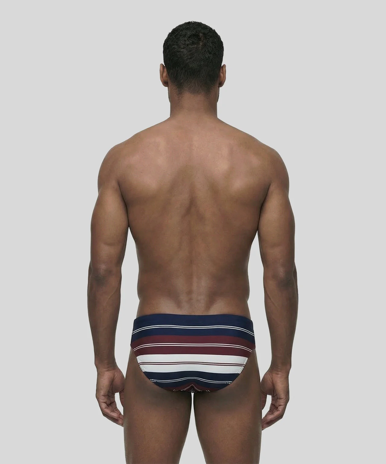Swim Briefs w. Irregular Stripes: Red - Image 3
