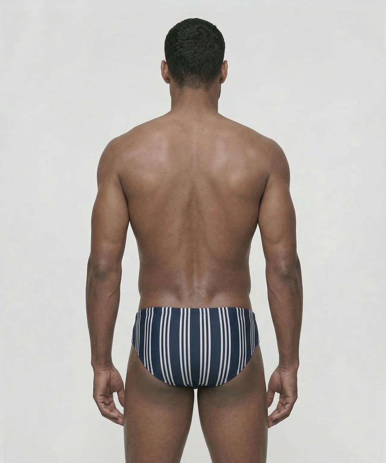 Swim Briefs w. Vertical Thin Stripes: Navy - Image 3