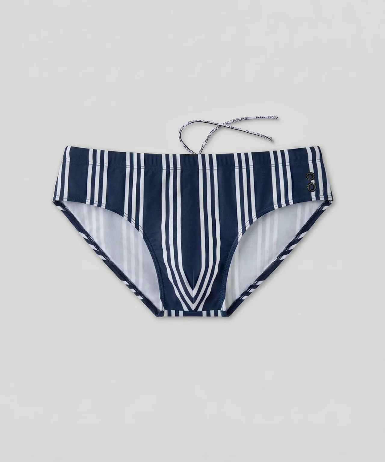 Swim Briefs w. Vertical Thin Stripes: Navy - Image 4