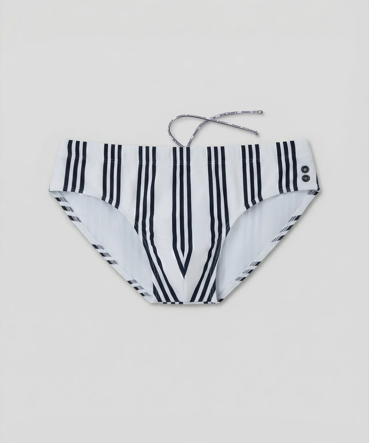Swim Briefs w. Vertical Thin Stripes: White - Image 4