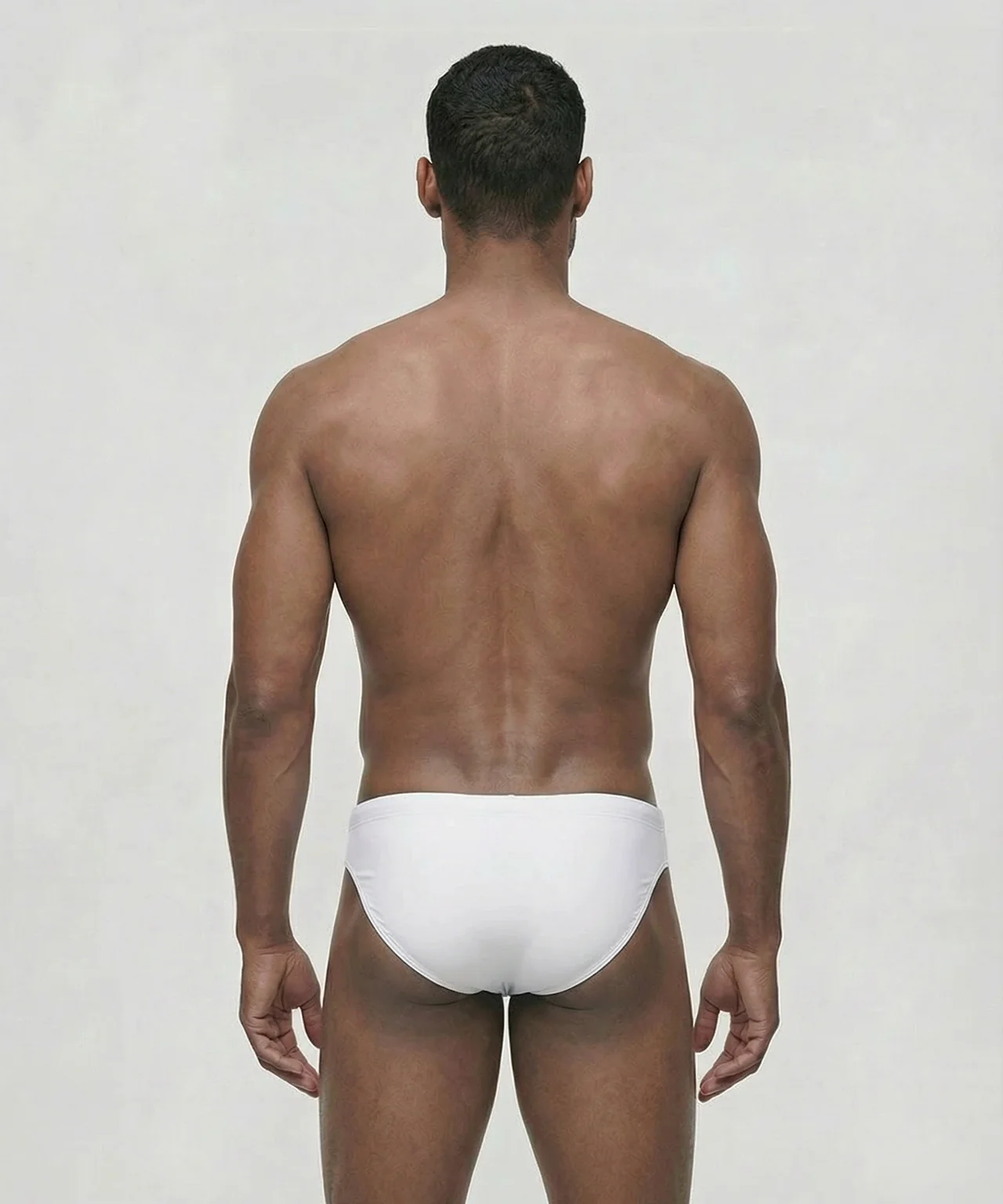 Swim Briefs w. Placed Vertical Thin Stripes: White - Image 3