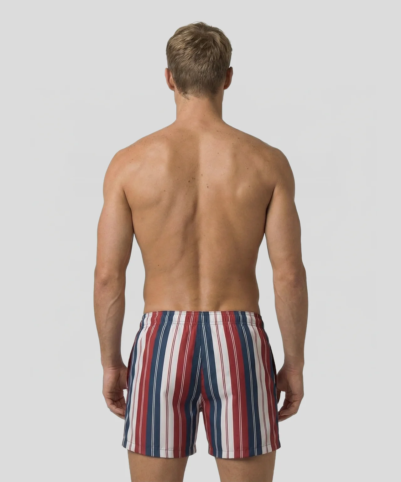 Swim Shorts w. Irregular Stripes: Red - Image 3