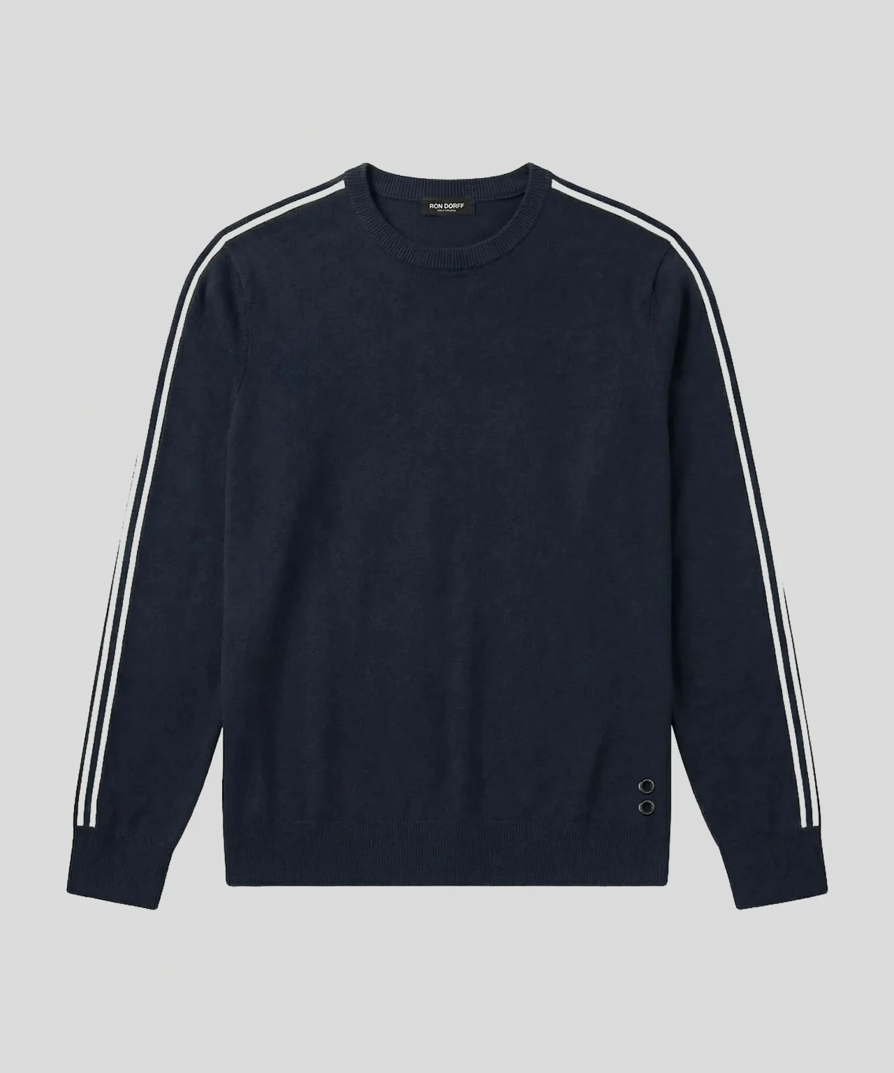 Wool-Cotton Sweater w. Lines: Navy - Image 3